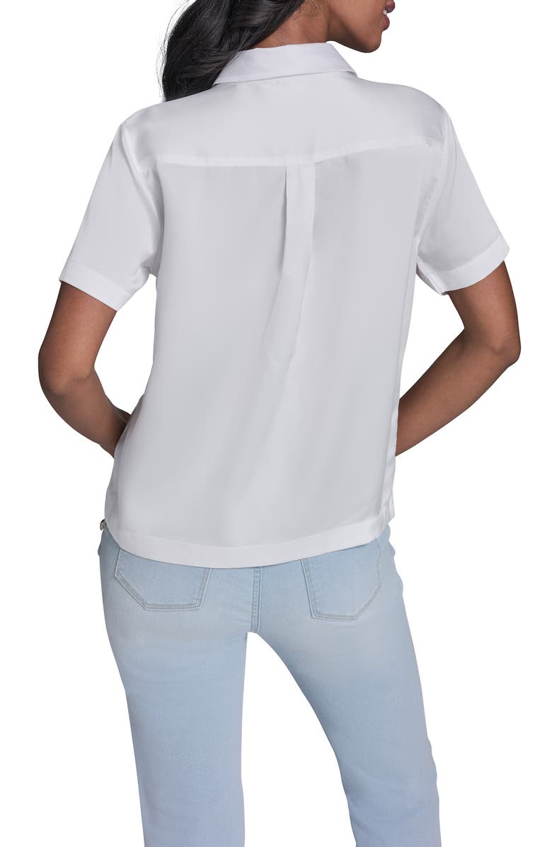 KARL LAGERFELD PARIS Floral Placement Crepe Button-Up Shirt, Alternate, color, 