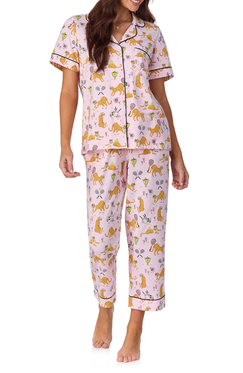 BedHead Pajamas Print Stretch Organic Cotton Jersey Crop Pajamas, Main, color,