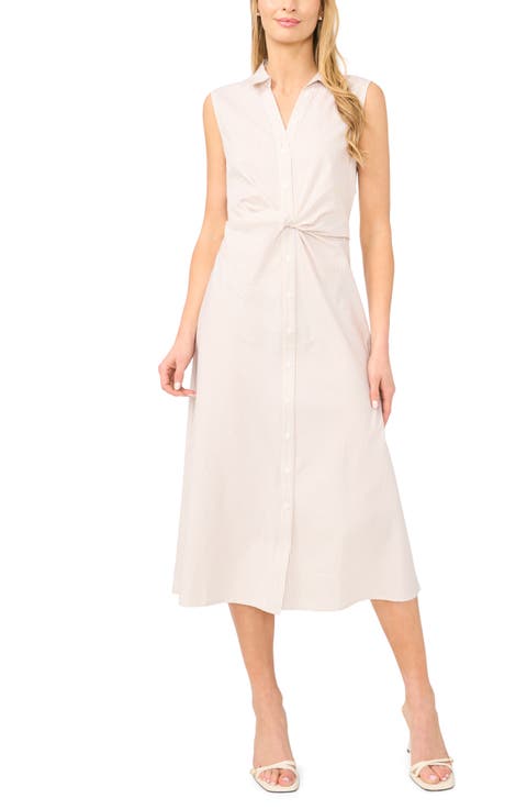 Stripe Twist Detail Sleeveless Cotton Shirtdress