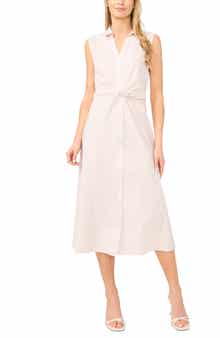 Stripe Twist Detail Sleeveless Cotton Shirtdress