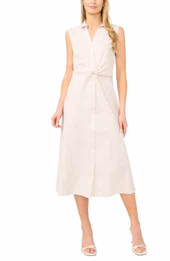 Stripe Twist Detail Sleeveless Cotton Shirtdress