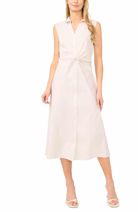 Stripe Twist Detail Sleeveless Cotton Shirtdress