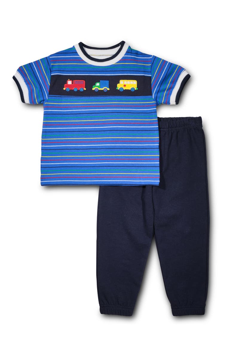 Florence Eiseman Stripe Knit Shirt With Vehicles, Alternate, color, Royal Multicolor