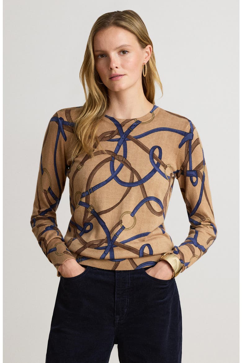 Cotton Blend Crewneck Sweater, Alternate, color, CAMEL BEIGE