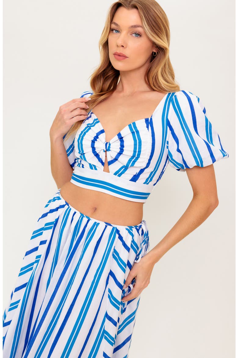 Stripe Crop Top & Maxi Skirt Set, Alternate, color, WHITE BLUE