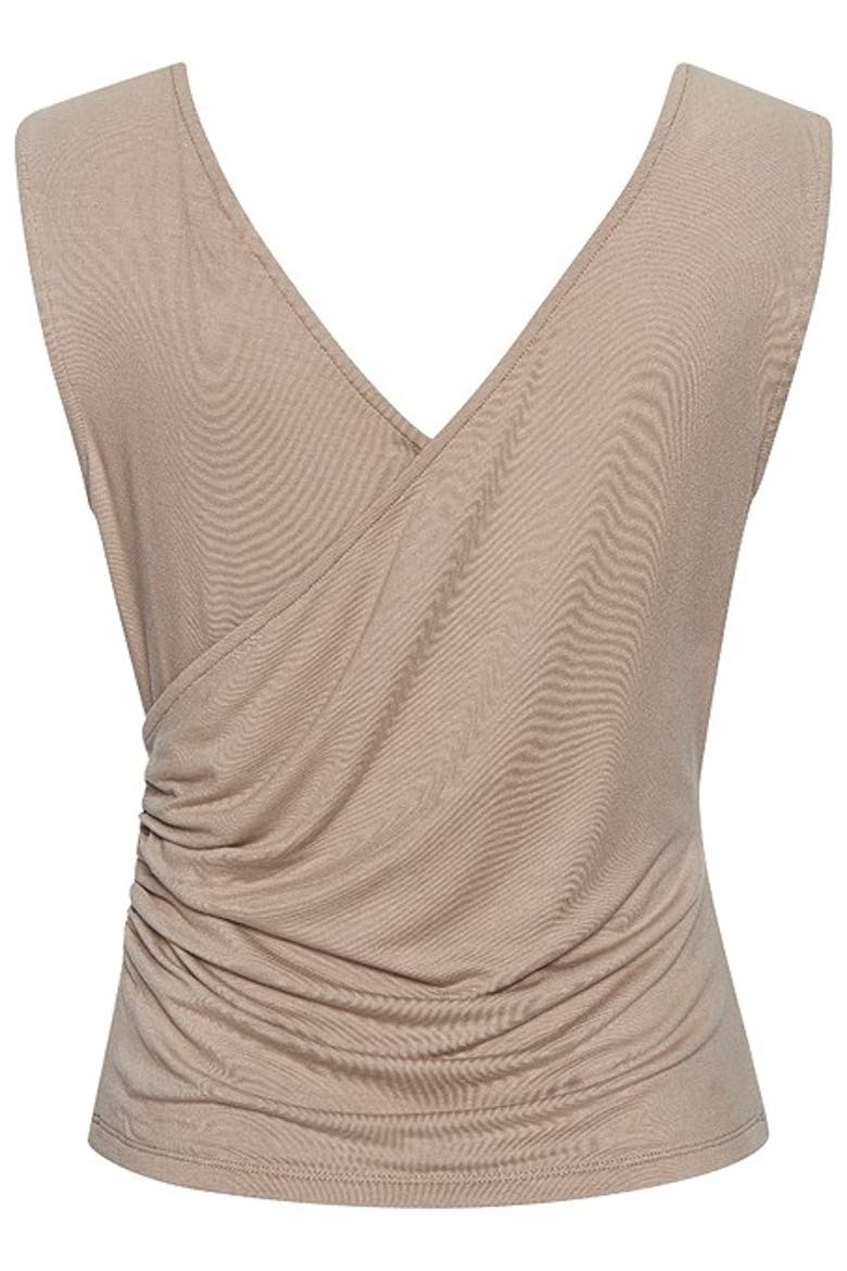 Women's Wrap Look Sleeveless Top, Alternate, color, Taupe