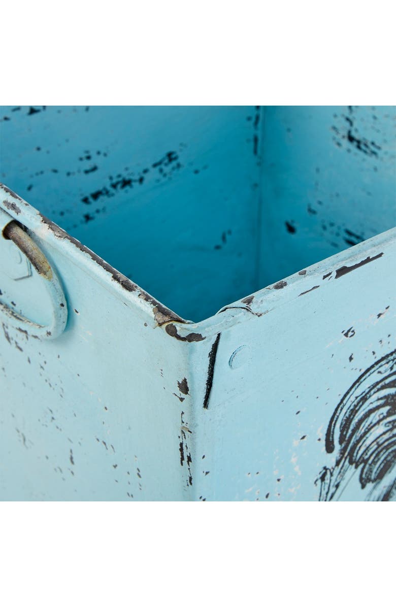 WILLOW ROW Light Blue Metal Planter, Alternate, color, 