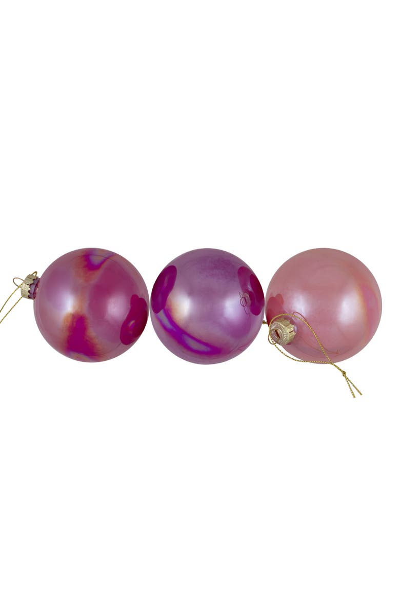 Northlight Shiny Glass Ball Christmas Ornaments - 3" (80mm) - Pink, Purple and Peach  - 6ct, Alternate, color, Multi