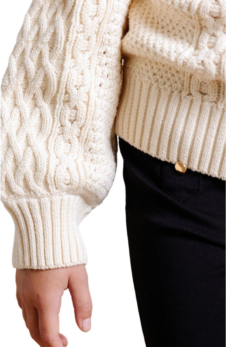 Hope & Henry Girls' Organic Fisherman Sweater, Kids, Alternate, color, 