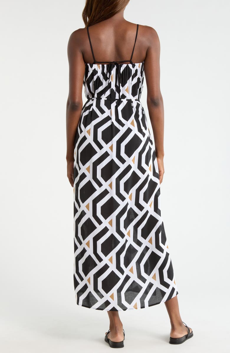 Sea Level Tie Back Cover-Up Dress, Alternate, color, Black Print