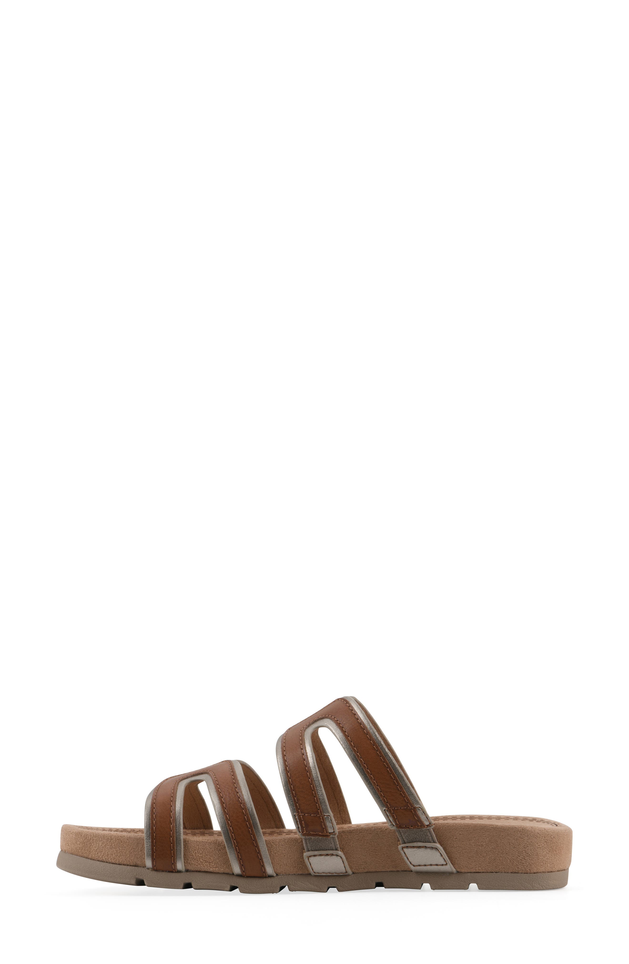 Tina Rose Slide Sandal, Alternate, color, COGNAC/ PALE GOLD