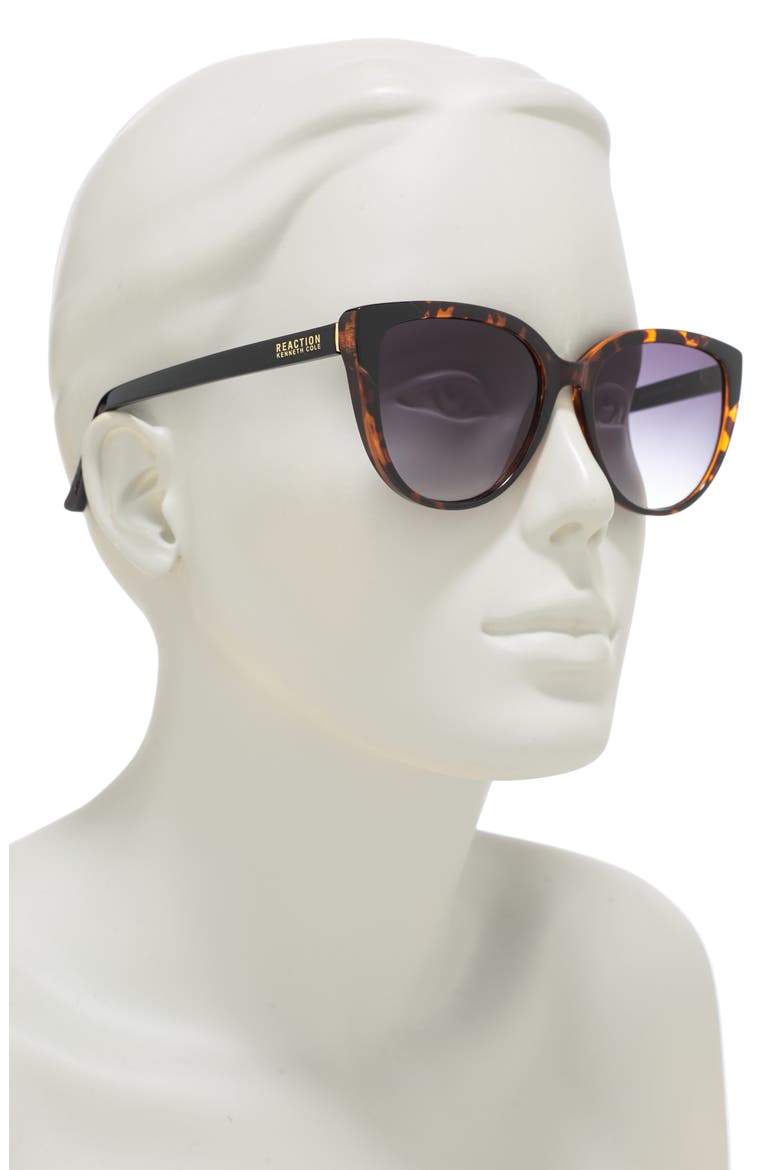 55mm Cat Eye Sunglasses, Alternate, color, BLACK / SMOKE GRADIENT LENS