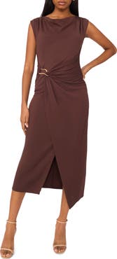 Halogen® Asymmetric Shirred Waist Body-Con Dress