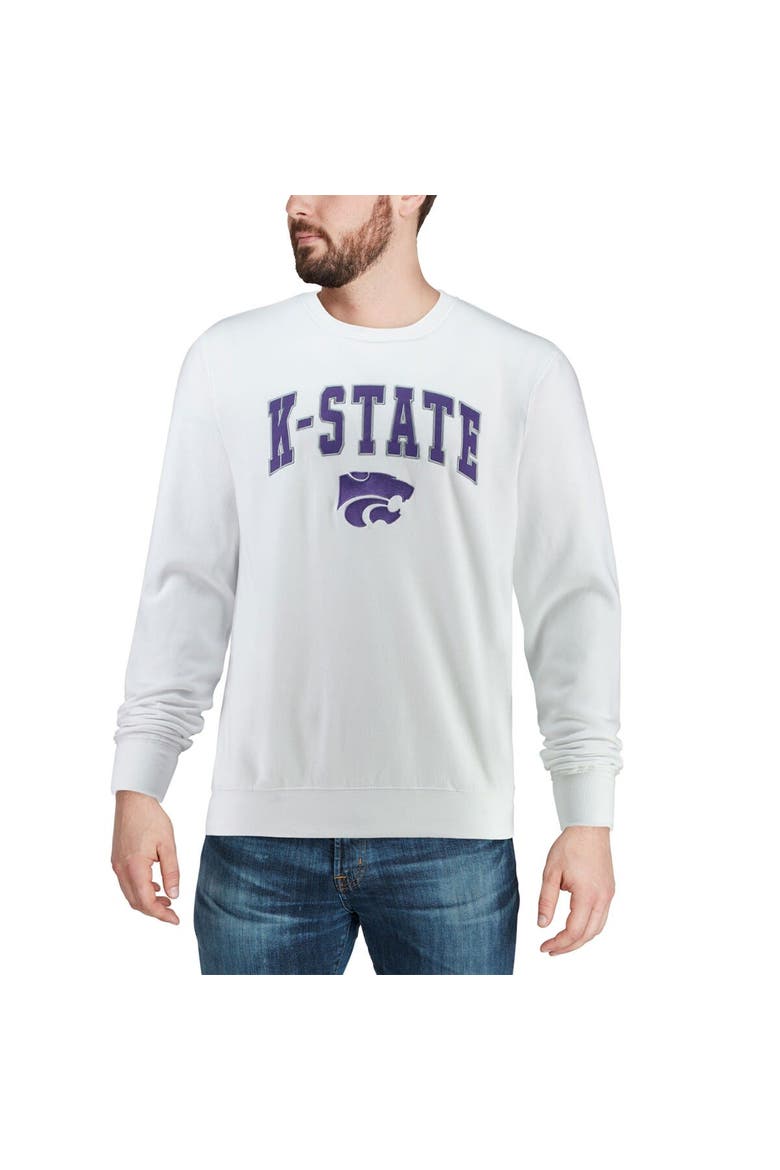 Men's Colosseum White Kansas State Wildcats Arch & Logo Crew Neck Sweatshirt, Alternate, color, White