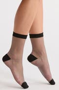Nordstrom Vertical Stripe Sheer Crew Socks