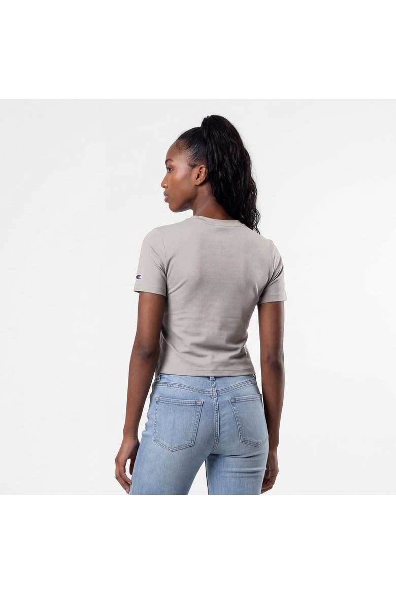 Women's Champion Gray Chicago Cubs Soft-Touch Fitted Cropped T-Shirt, Alternate, color, Gray