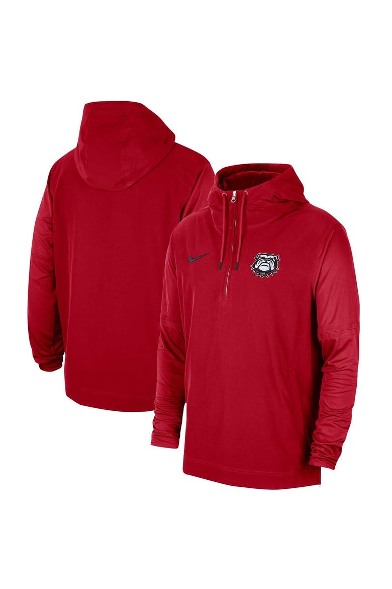 Men's Nike Red Georgia Bulldogs 2023 Sideline Player Quarter-Zip Hoodie Jacket, Main, color, Red