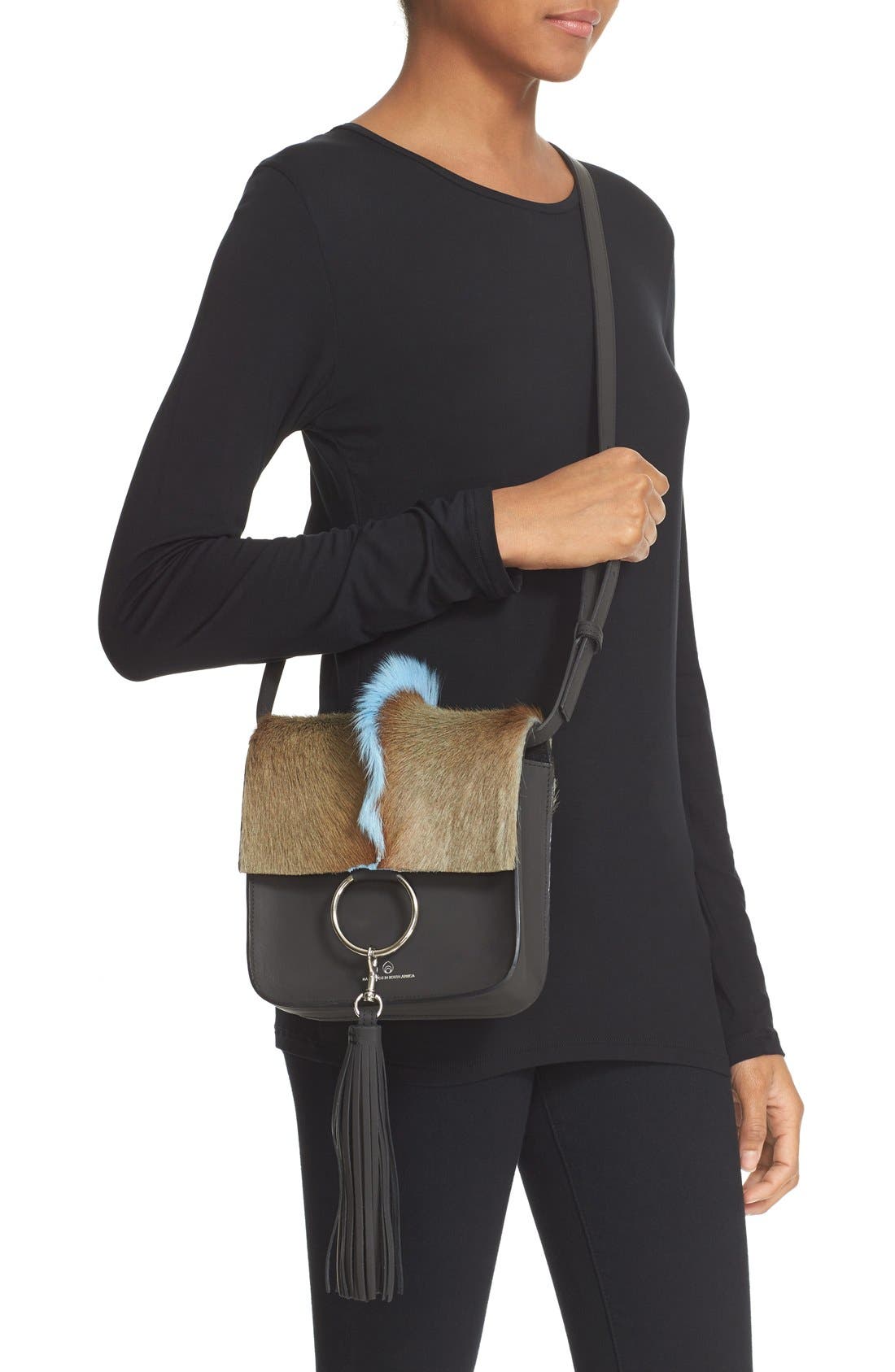 Brother Vellies 'Palma' Springbok & Leather Crossbody Bag, Alternate, color, 