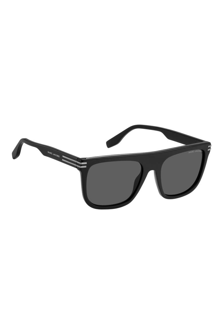 56mm Flat Top Sunglasses, Alternate, color, MATTE BLACK / GREY