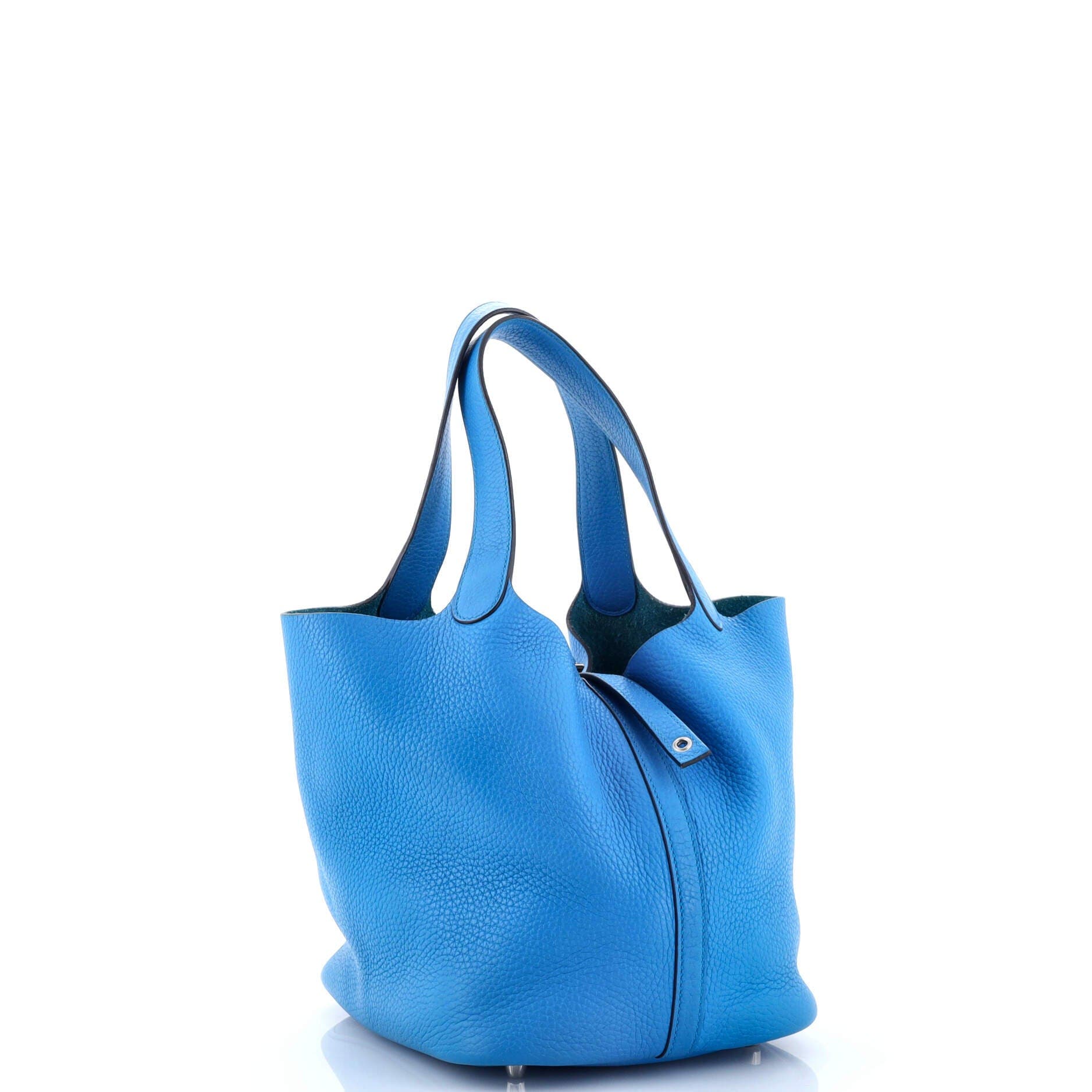 Pre-Owned Hermes Picotin Lock Bag Clemence MM, Alternate, color, Bleu Zanzibar