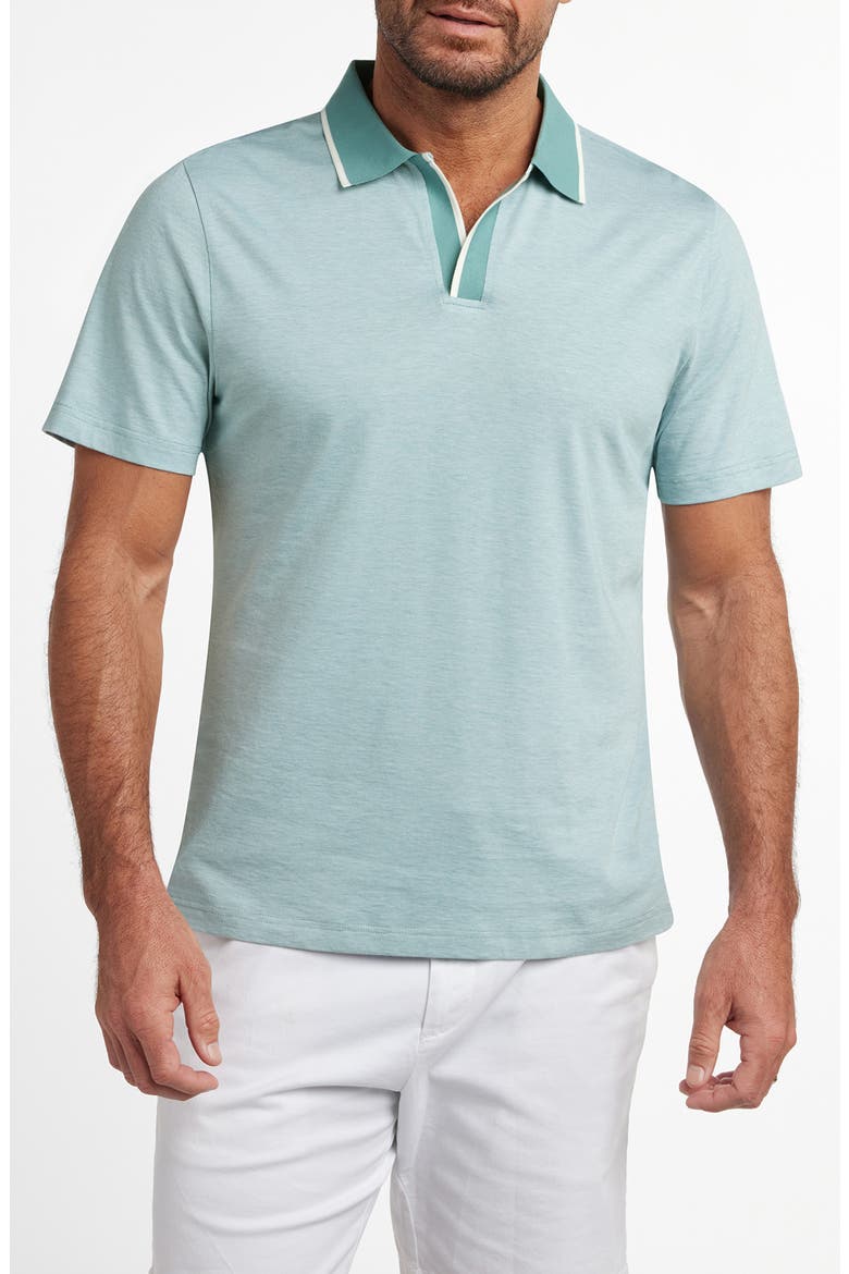 Hemingway Cotton & Silk Polo, Main, color, BEACH GLASS