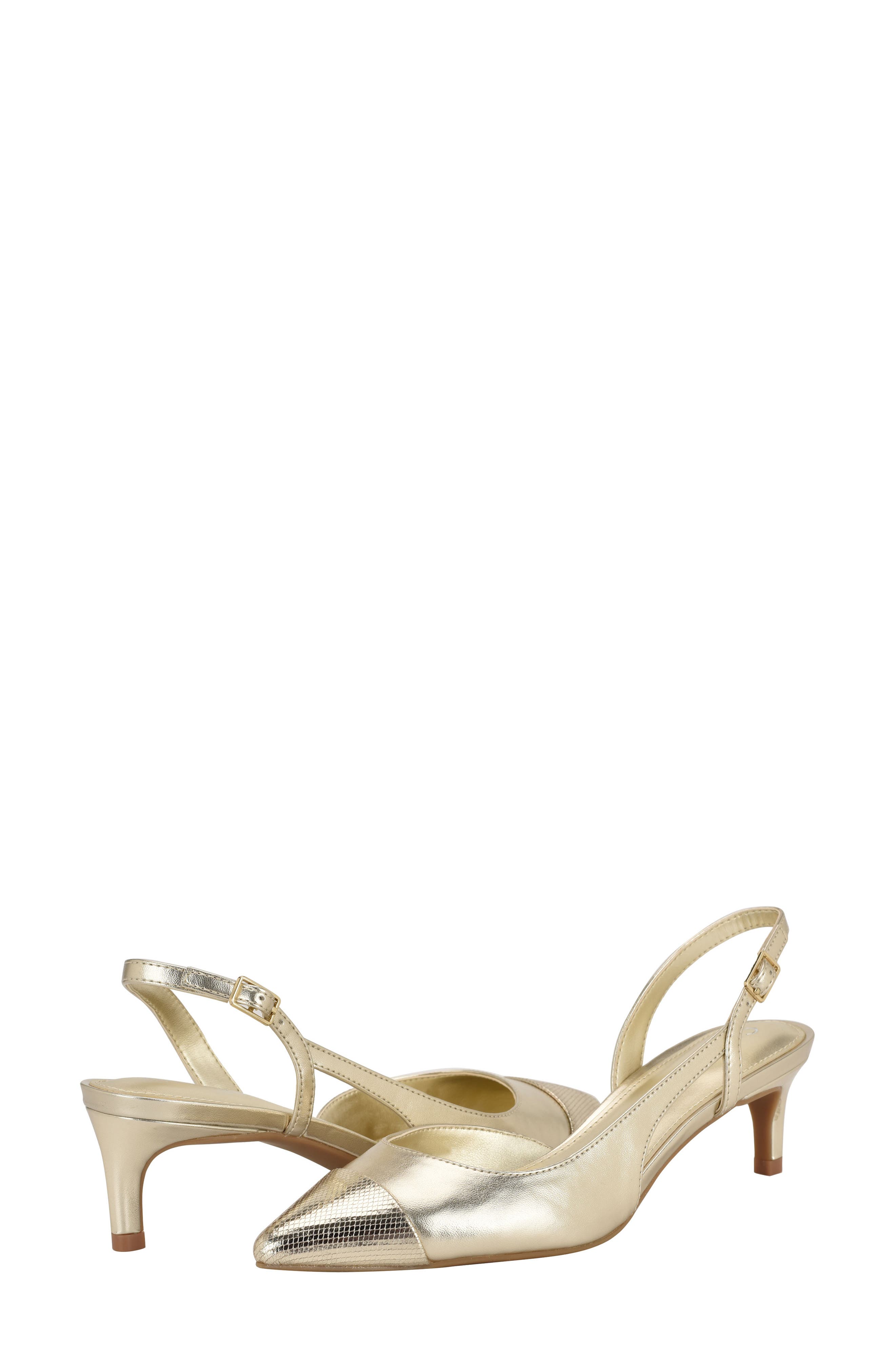 Calvin Klein Slingback Kitten Heel Pump, Alternate, color, Platino