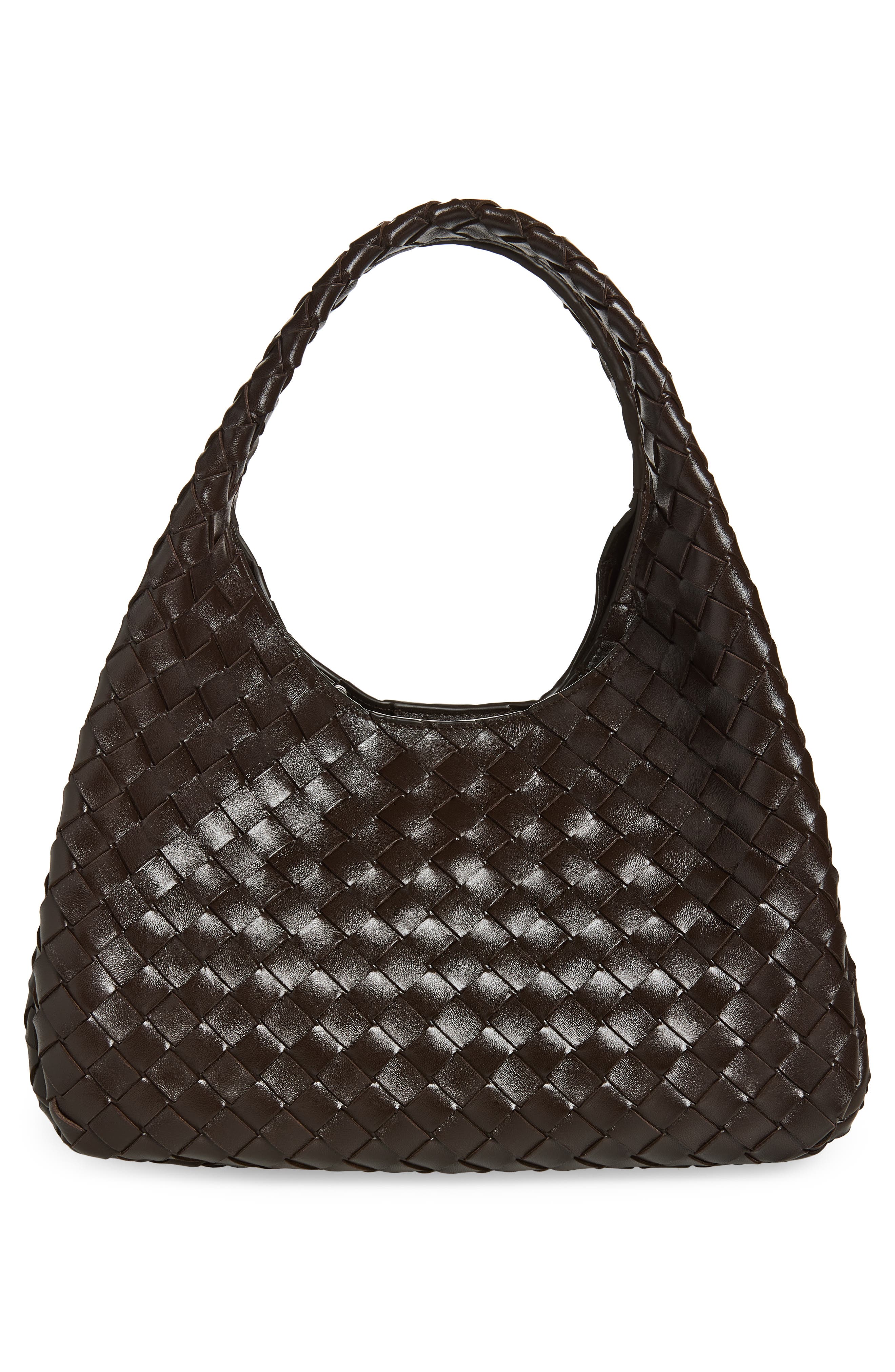 Bottega Veneta Campana Intrecciato Leather Shoulder Bag, Alternate, color, 2190 Fondant-M Brass