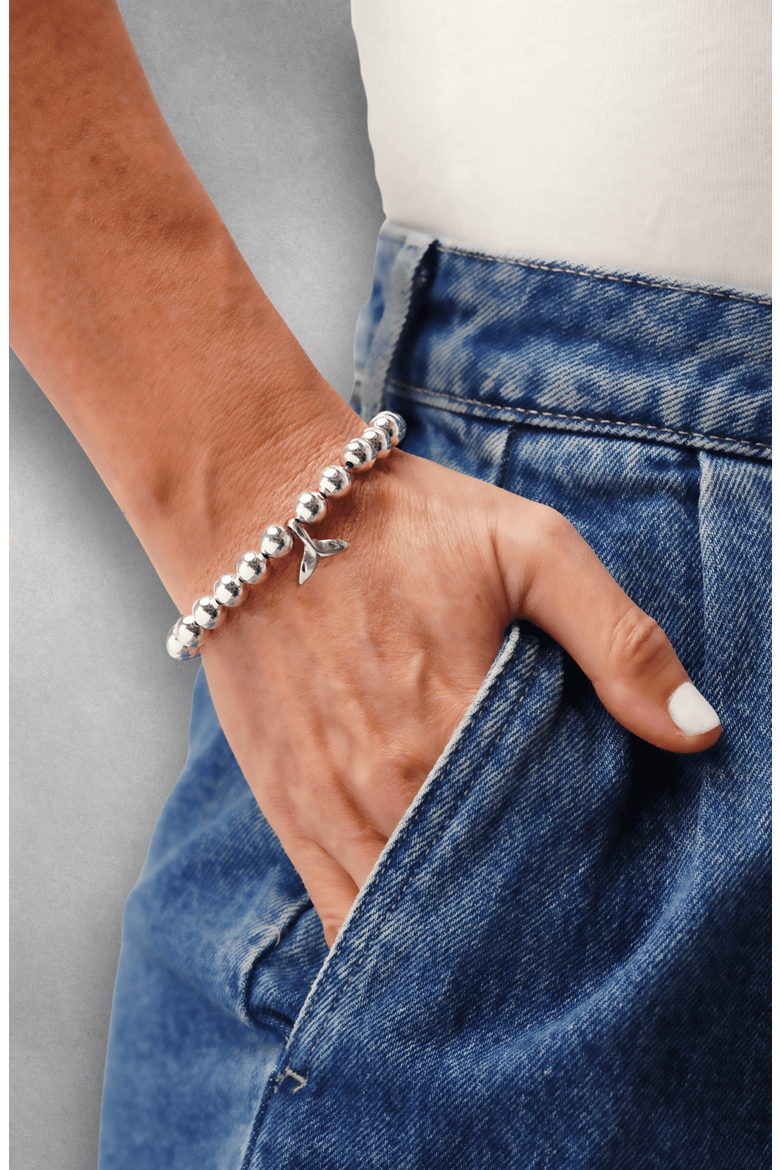 Women's Sterling Silver & Gemstone "Whale Tail" Bead Bracelet, Alternate, color, Silver