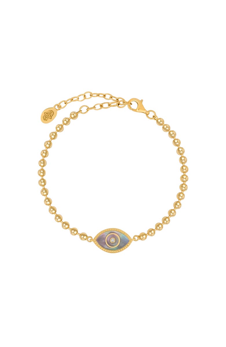 Karma and Luck Lucky Charisma Evil Eye Mother of Pearl Bracelet, Main, color, Gold