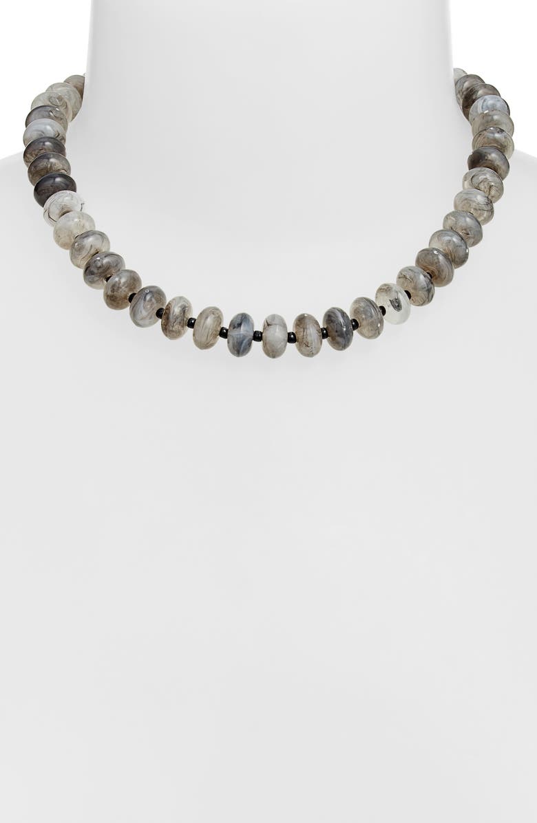 Nordstrom 12mm Beaded Necklace, Alternate, color, Grey- Gold
