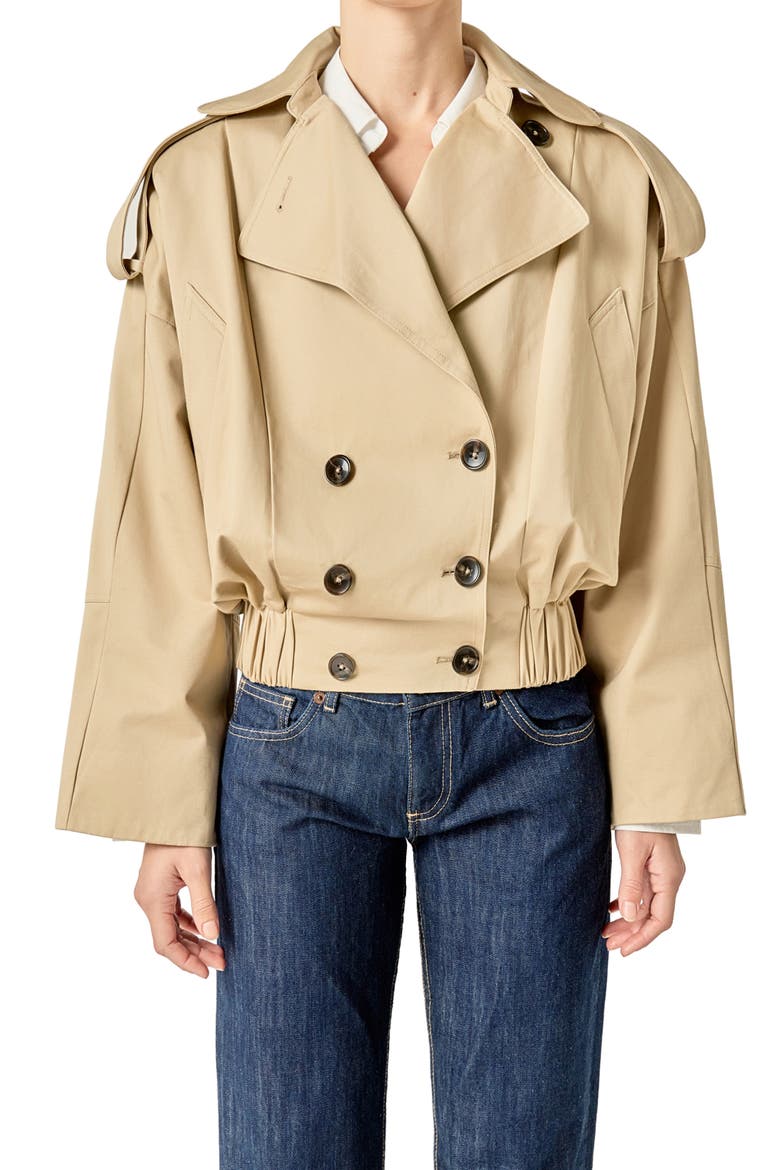 Double Breasted Trench Coat, Alternate, color, BEIGE