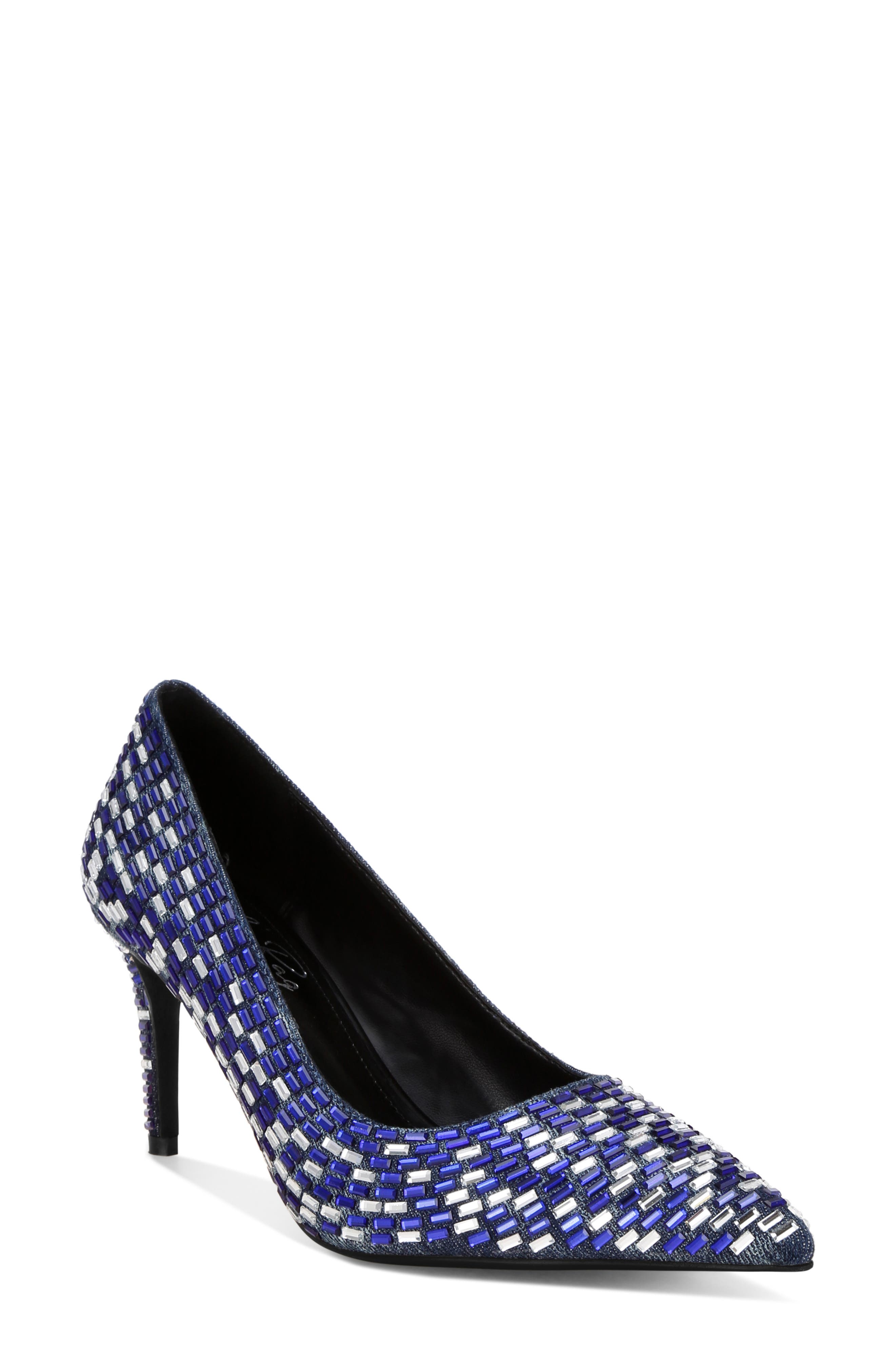 Elodie Mirrored Jewel Pump, Main, color, DENIM