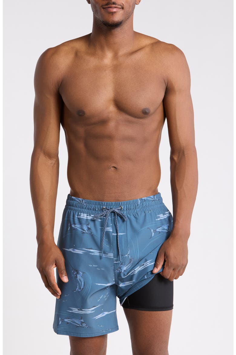 Mix Volley 17" Swim Trunks, Alternate, color, DARK DENIM