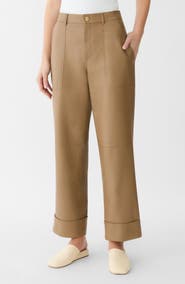 Lafayette 148 New York Highline Straight Leg Leather Ankle Pants