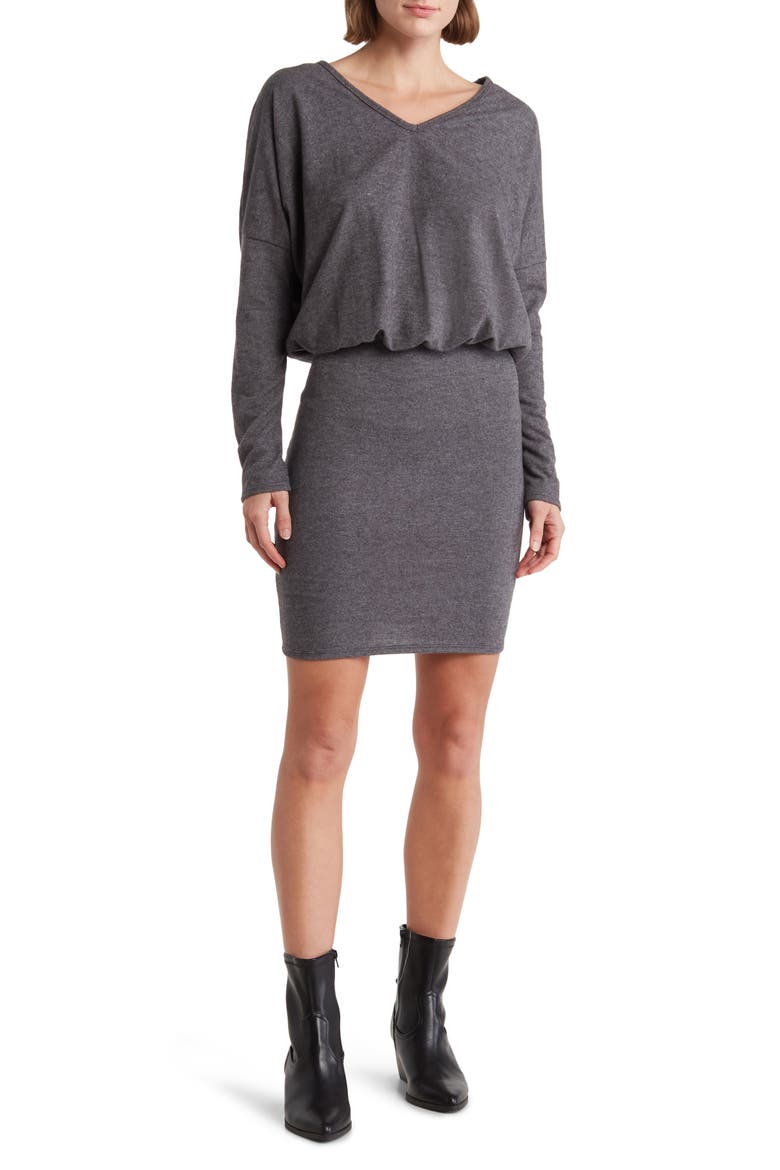 Long Sleeve Sweater Dress, Main, color, CHARCOAL