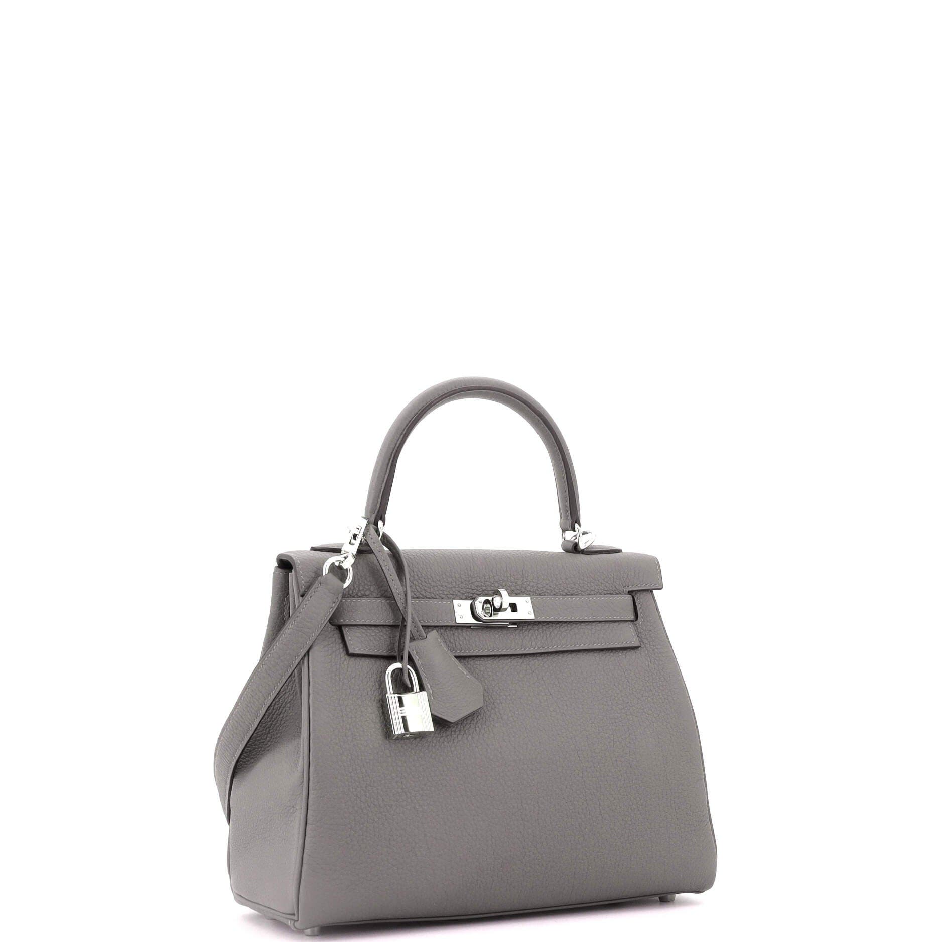 Pre-Owned Hermes Kelly Handbag Grey Togo with Palladium Hardware 25, Alternate, color, 