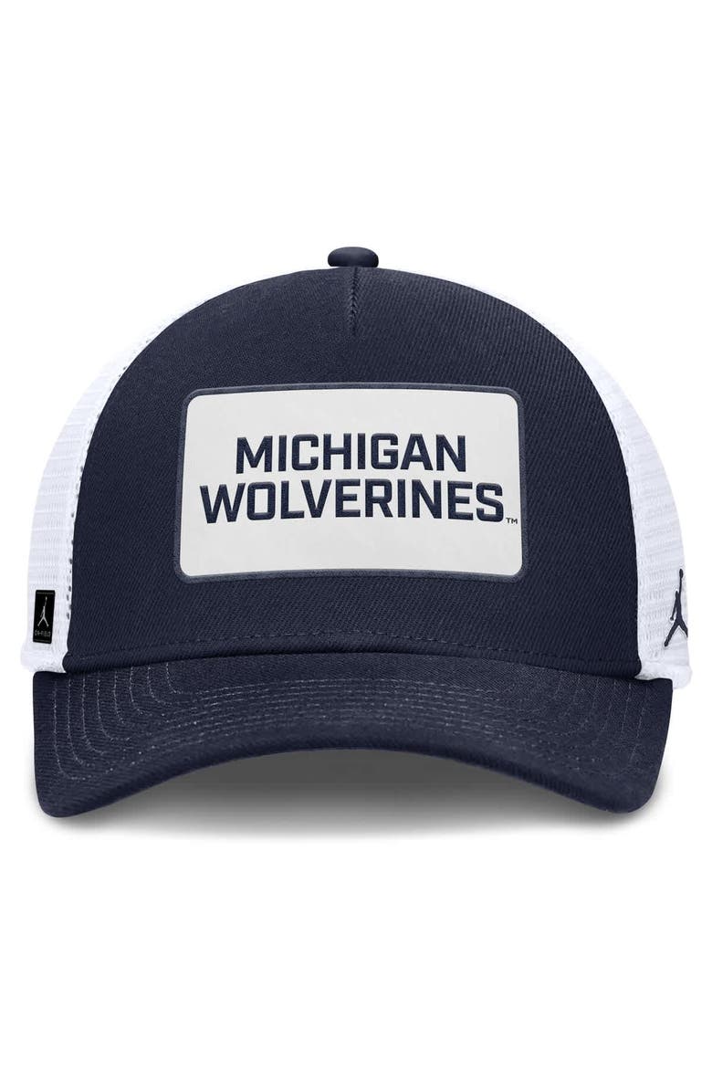 Jordan Brand Men's Jordan Brand Navy/White Michigan Wolverines 2025 On-Field Rise Patch Trucker Adjustable Hat, Alternate, color, Navy