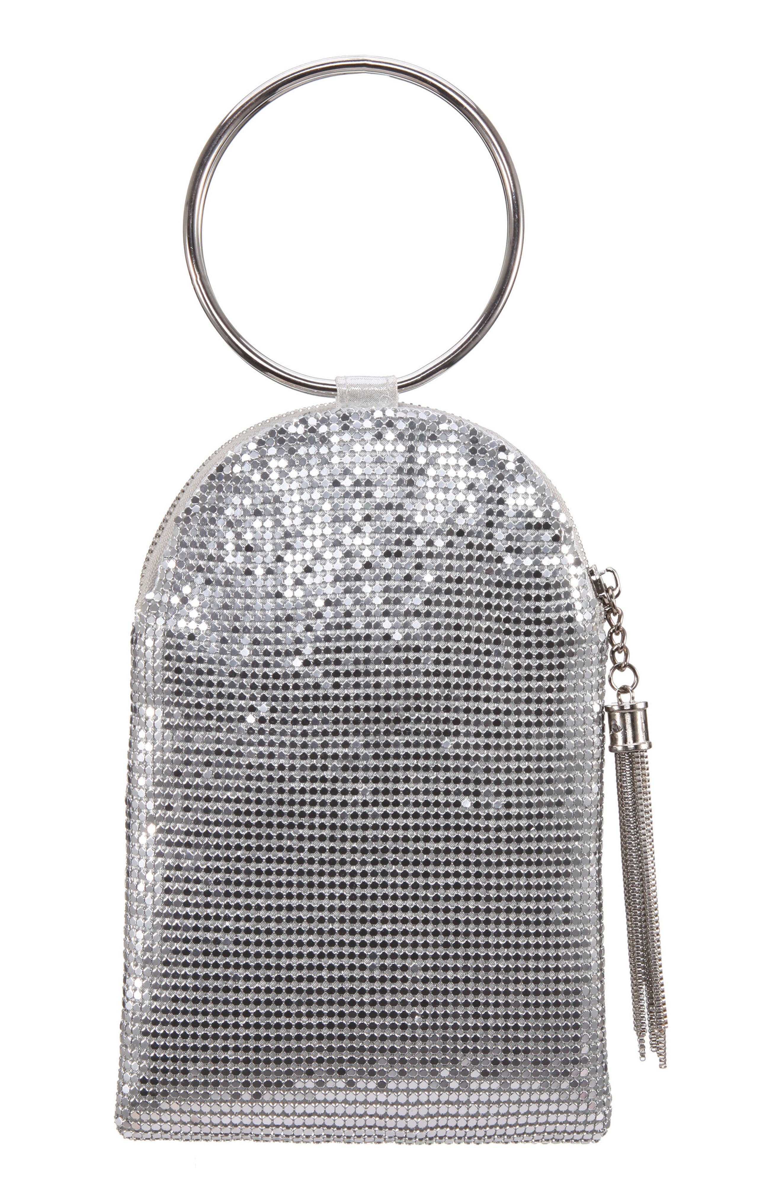 Nina Metallic Mesh Handbag, Main, color, 