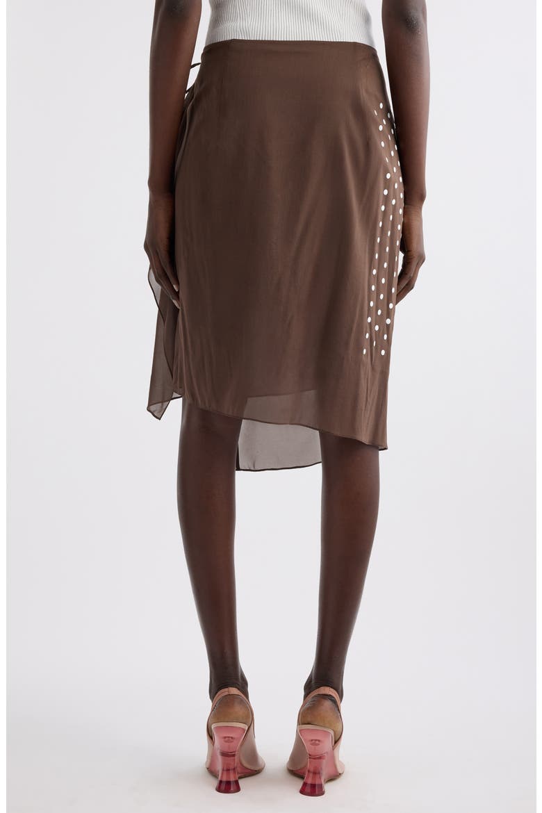 Sima Polka Dot Stretch Silk Wrap Skirt, Alternate, color, BROWN