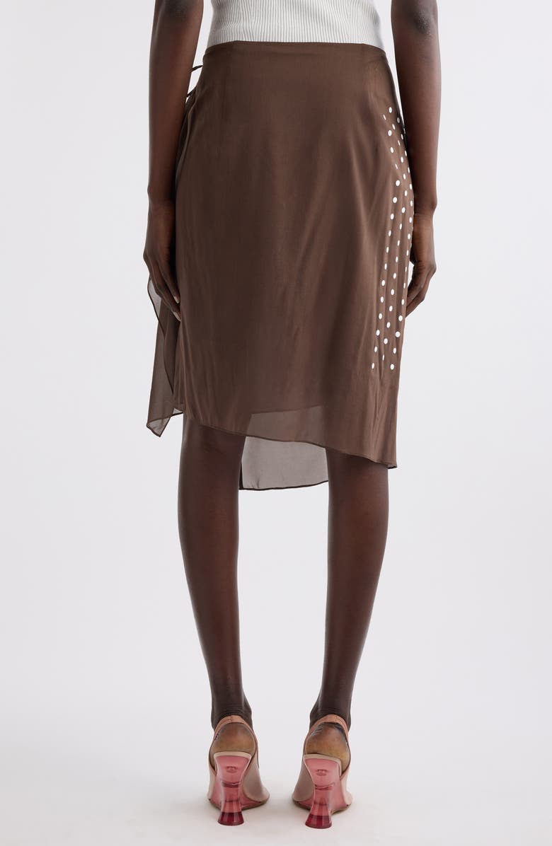 Dries Van Noten Sima Polka Dot Stretch Silk Wrap Skirt, Alternate, color, Brown