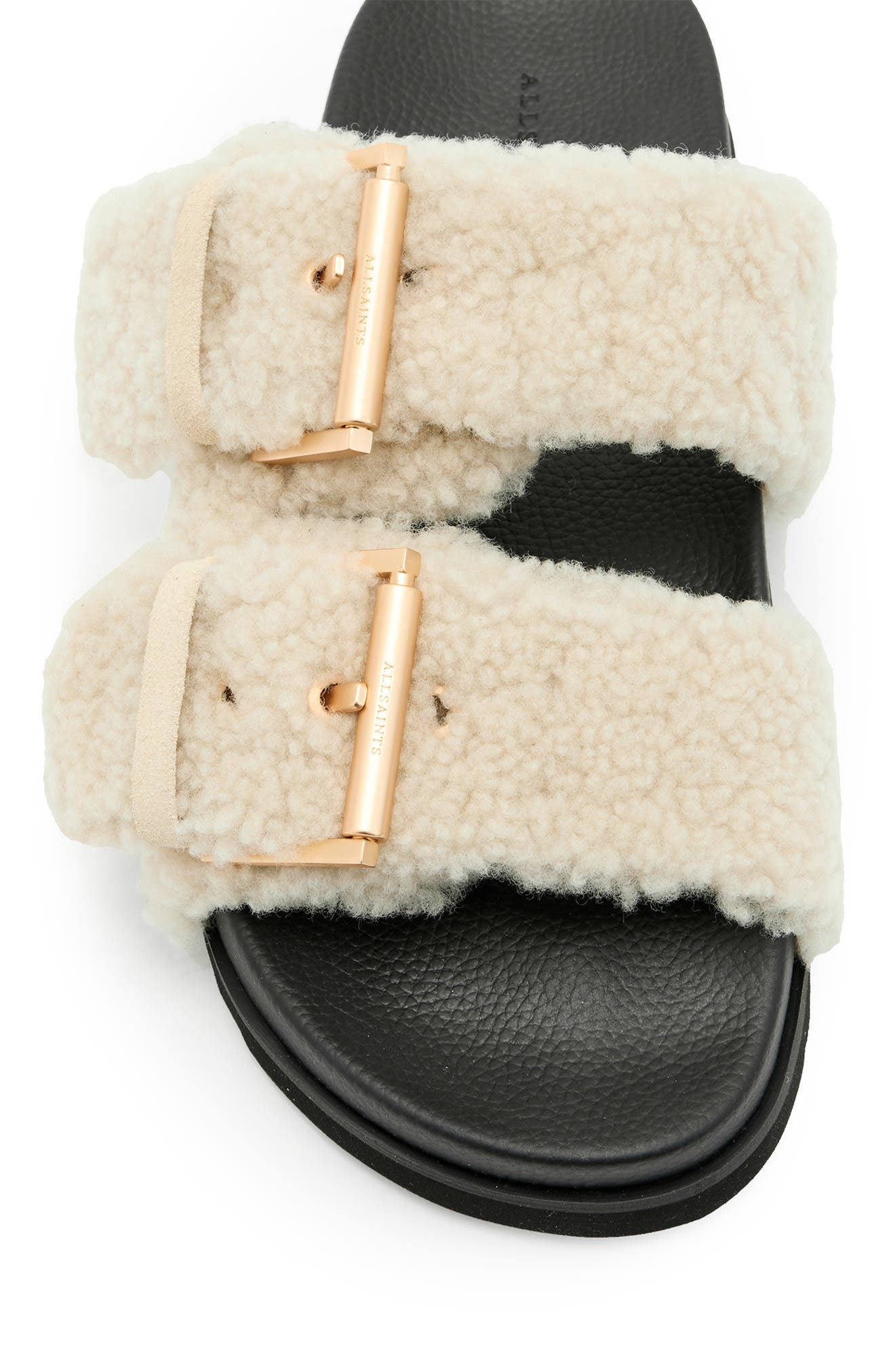 AllSaints Sian Genuine Shearling Sandal, Alternate, color, 