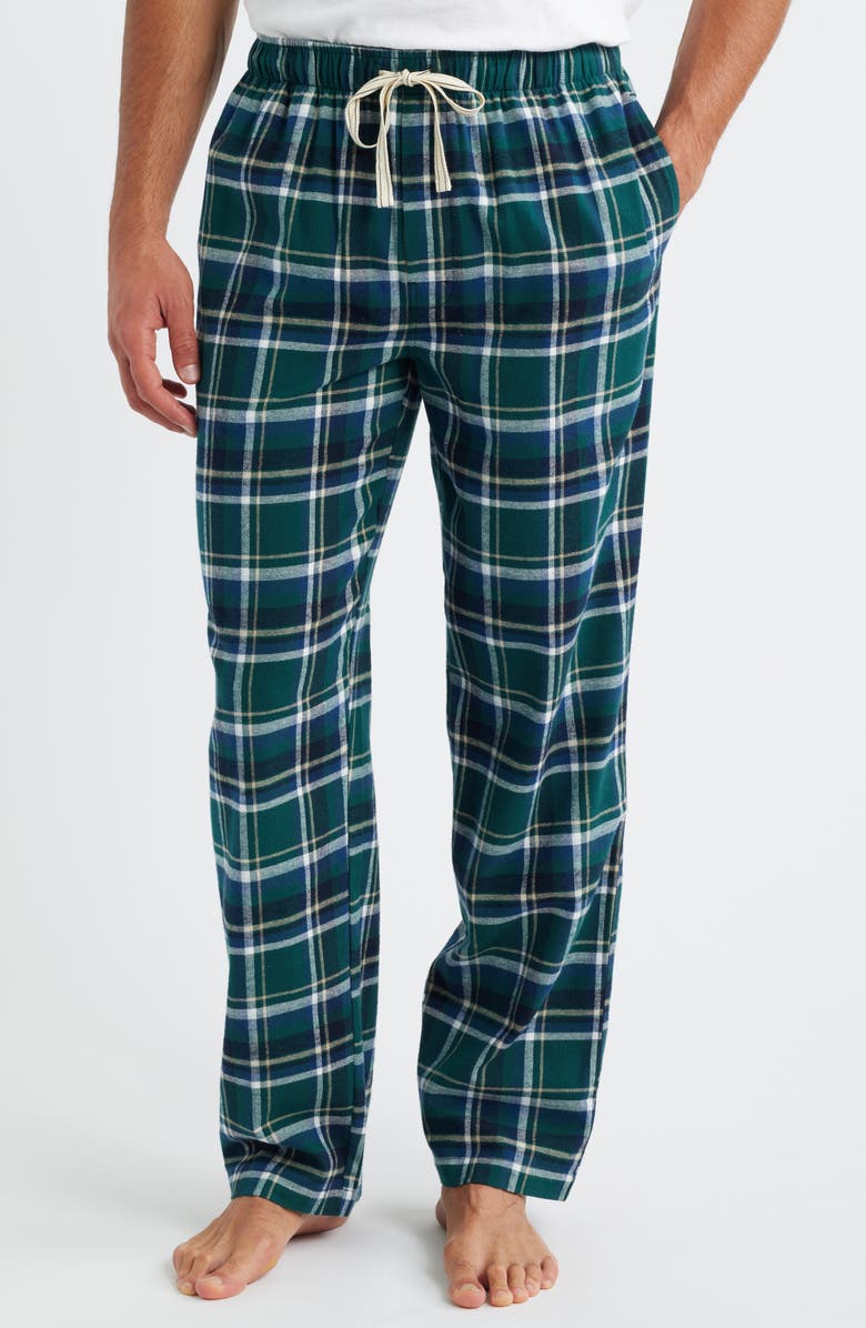 Majestic International Feel at Home Pajama T-Shirt & Plaid Flannel Pants Set, Alternate, color, Green
