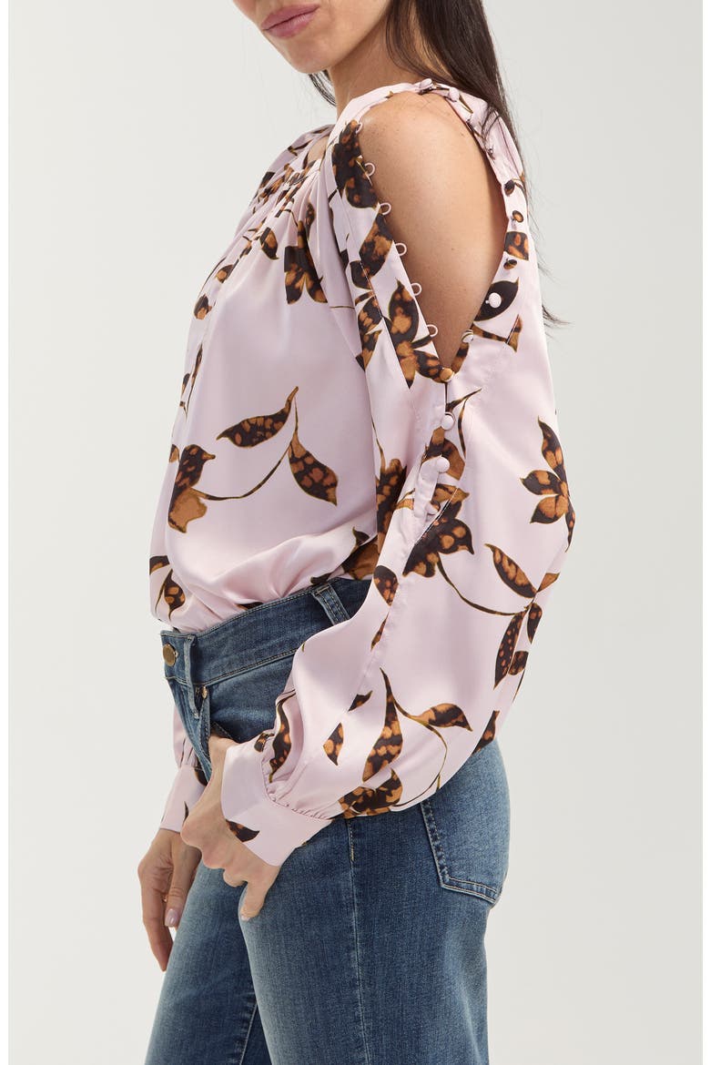Floral Shoulder Cutout Top, Alternate, color, PINK CH BRONZE MULTI