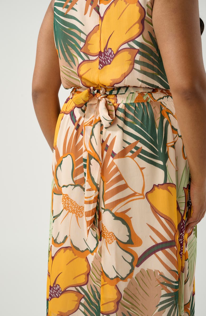 Estelle Paradisa Print Back Tie Midi Dress, Alternate, color, Primrose/ Fern