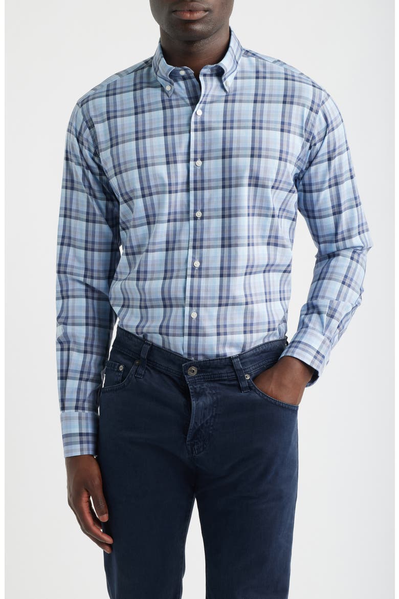 Swope Plaid Performance Twill Button-Down Shirt, Main, color, CROWN BLUE