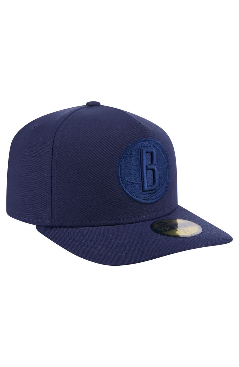 New Era Men's New Era  Navy Brooklyn Nets Colorpack A-Frame Pinch Front 59FIFTY Fitted Hat, Alternate, color, 