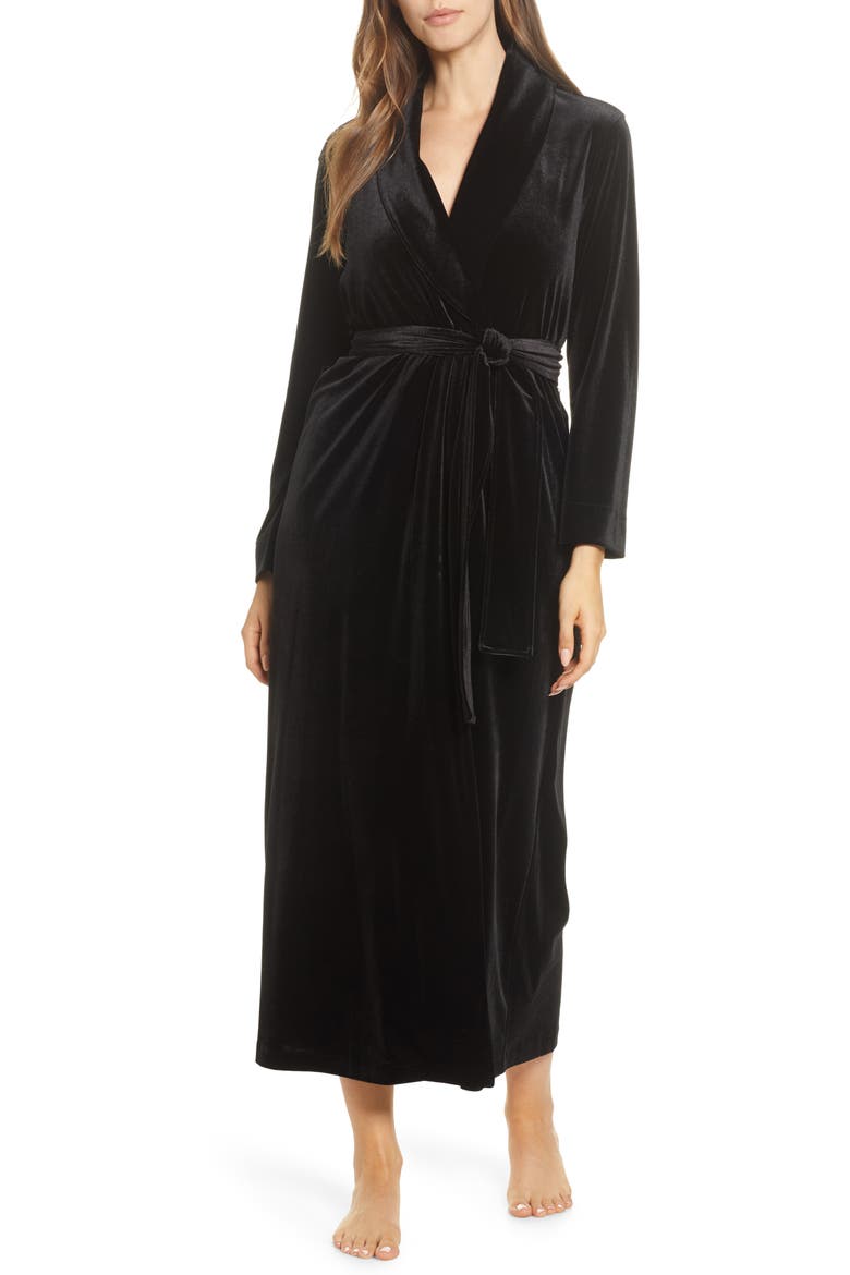 Natalie Velvet Robe, Main, color, BLK BLACK