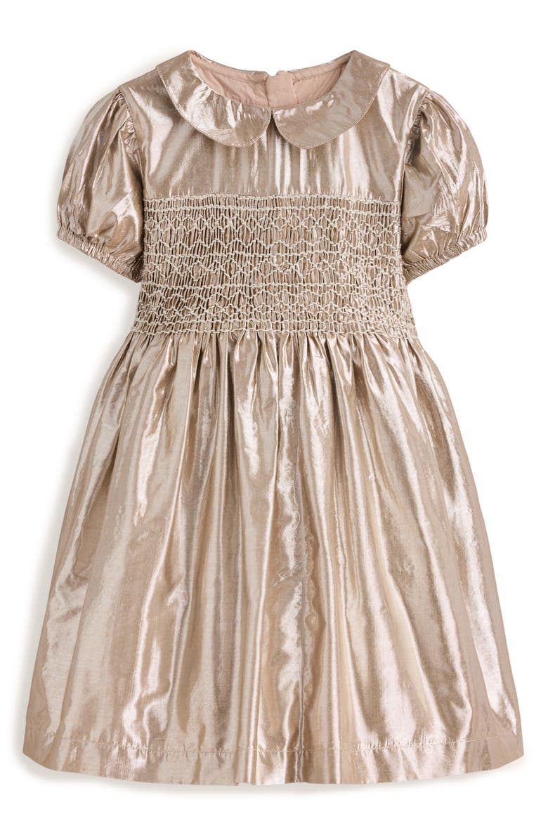 Mini Boden Kids' Metallic Smocked Party Dress | Nordstrom
