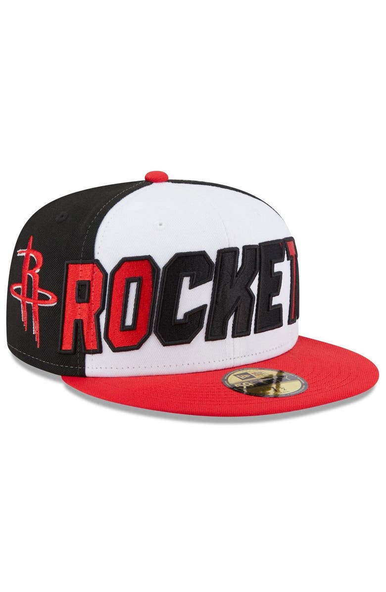 New Era Men's New Era White/Red Houston Rockets Back Half 59FIFTY Fitted Hat, Main, color, 
