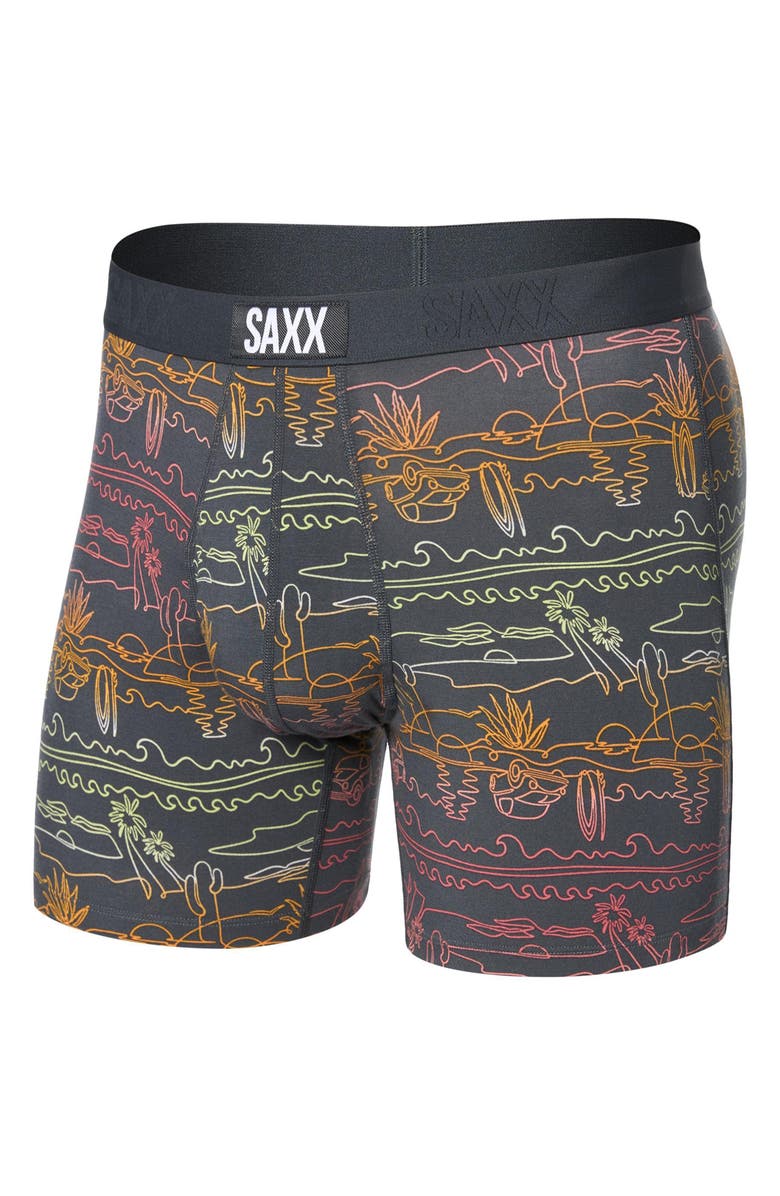 SAXX Ultra Super Soft Boxer Briefs, Alternate, color, Summer Roadtrip-Ebony